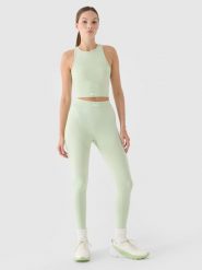 4F Legginsy treningowe z wysokim stanem damskie - turkusowe XS/S. Niebieskie legginsy 4f, s, bez wzorów, z dzianiny, z podwyższonym stanem, długie. W wyprzedaży za 59.99 zł.