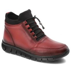 Czerwone Botki Artiker Wygodne Obuwie Damskie. Czerwone botki Artiker, bez wzorów, ze skóry, bez obcasa, bez zapięcia. Za 229.00 zł.
