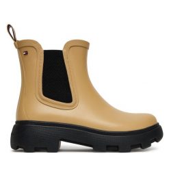 Kalosze Tommy Hilfiger. Brązowe kalosze TOMMY HILFIGER, bez wzorów. Za 469.99 zł.