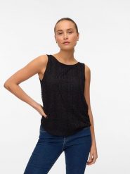 Vero Moda Top w kolorze czarnym rozmiar: L. Czarne topy Vero Moda, l, bez wzorów, bez kołnierzyka, bez ramiączek. Za 74.81 zł.