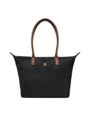 Tommy Hilfiger Torebka Popette Tote AW0AW17711 Czarny. Czarne shopper TOMMY HILFIGER, bez wzorów, z materiału, bez dodatków. Za 429.99 zł.