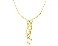 Naszyjnik z żółtego złota z brylantami - 0,06 ct - próba 585. Żółte naszyjniki Apart, z brylantem, złote. Za 4,690.00 zł.