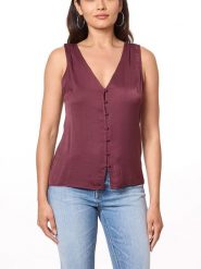 Scotch & Soda Bluzka w kolorze bordowym rozmiar: S. Czerwone bluzki Scotch & Soda, s, bez wzorów, bez kołnierzyka, bez ramiączek. Za 66.31 zł.