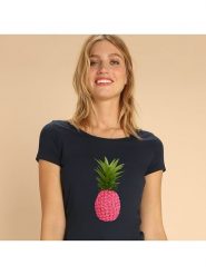 WOOOP Koszulka "Floral pineapple" w kolorze granatowym rozmiar: XXL. Niebieskie bluzki Wooop, xxl, bez wzorów, z bawełny, bez kołnierzyka, bez ramiączek. Za 75.16 zł.