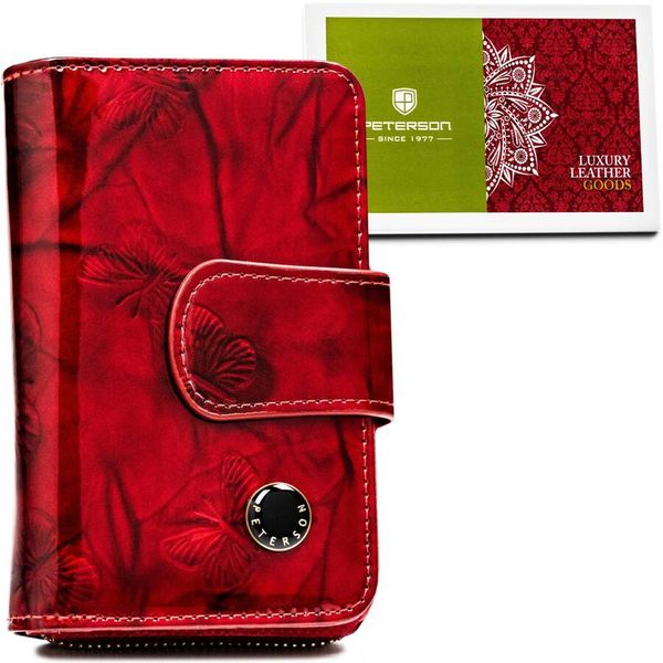 Portfel damski Peterson PTN 76115-BFBC czerwony. Czerwone portfele Peterson, bez wzorów, ze skóry. Za 97.99 zł.