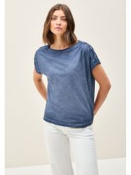 Cecil Koszulka w kolorze niebieskim rozmiar: XL. Niebieskie bluzki Cecil, xl, bez wzorów, z bawełny, bez kołnierzyka, bez ramiączek. Za 79.21 zł.