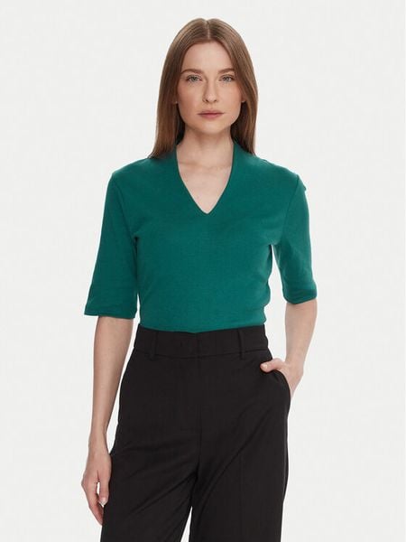 United Colors Of Benetton Bluzka 3GA2D400U Niebieski Slim Fit. Niebieskie bluzki United Colors of Benetton, l, bez wzorów, z bawełny, bez kołnierzyka, bez ramiączek. Za 49.99 zł.