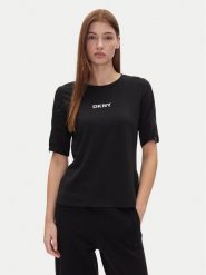 DKNY T-Shirt P4JHBRJQ Czarny Regular Fit. Czarne t-shirty DKNY, s, bez wzorów, z bawełny, bez kołnierzyka, bez ramiączek. Za 169.99 zł.