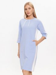 Olsen Sukienka codzienna 13001676 Niebieski Regular Fit. Niebieskie sukienki Olsen, na co dzień, bez wzorów, z syntetyku, bez kołnierzyka, bez ramiączek, proste. Za 319.99 zł.