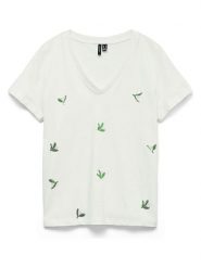 Vero Moda Koszulka w kolorze białym rozmiar: XL. Białe bluzki Vero Moda, xl, bez wzorów, z bawełny, bez kołnierzyka, bez ramiączek. Za 62.61 zł.