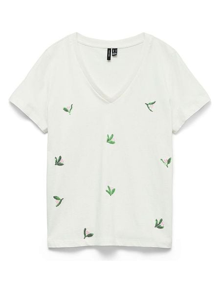 Vero Moda Koszulka w kolorze białym rozmiar: M. Białe bluzki Vero Moda, m, bez wzorów, z bawełny, bez kołnierzyka, bez ramiączek. Za 84.95 zł.