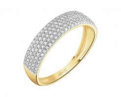 Pierścionek z żółtego złota z diamentami - 0,35 ct - próba 585. Żółte pierścionki Apart, z diamentem, złote. Za 3,990.00 zł.