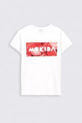 T-shirt z krótkim rękawem. T-shirty MOKIDA, m, bez wzorów, bez kołnierzyka, bez ramiączek. W wyprzedaży za 11.90 zł.