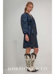 Josephine & Co Sukienka "Sanna" w kolorze granatowym rozmiar: 44. Niebieskie sukienki Josephine & Co, bez wzorów, bez kołnierzyka, bez ramiączek, midi. Za 330.20 zł.