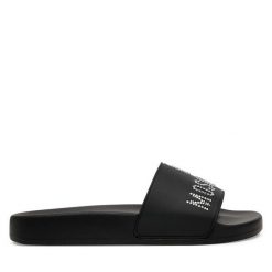 Klapki LOVE MOSCHINO. Czarne klapki Love Moschino, bez wzorów, bez obcasa. Za 359.99 zł.