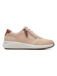 Clarks Skórzane sneakersy "Un Rio Zip" w kolorze beżowym rozmiar: 40. Brązowe trampki Clarks, bez wzorów, bez zapięcia. Za 233.26 zł.