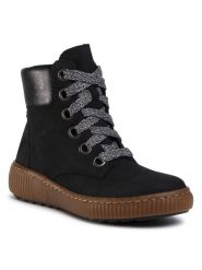 Rieker Botki Z6631-00 Czarny. Czarne botki Rieker, bez wzorów, ze skóry, bez obcasa, na płaskiej podeszwie, bez zapięcia. Za 349.99 zł.