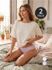 Bawełniane figi z koronkowym wykończeniem 2 pack - wielobarwny. Figi Sinsay, l, bez wzorów, z bawełny. Za 11.99 zł.
