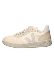 Veja Skórzane sneakersy "V 10" w kolorze kremowo-beżowym rozmiar: 38. Brązowe trampki Veja, bez wzorów, bez zapięcia. Za 528.34 zł.