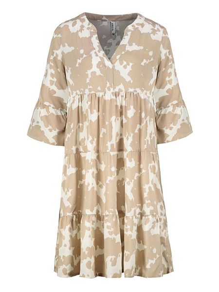 Sublevel Sukienka w kolorze beżowo-kremowym rozmiar: XXL. Brązowe sukienki Sublevel, na imprezę, s, bez wzorów, z wiskozy, klasyczne, bez kołnierzyka, bez ramiączek, midi. Za 78.99 zł.