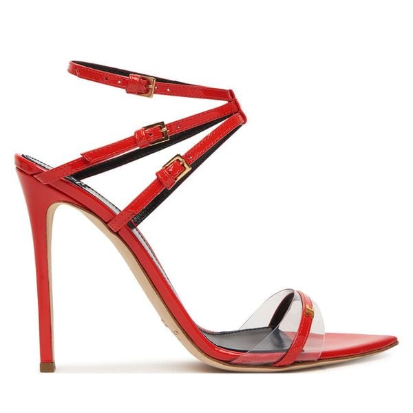 Sandały Elisabetta Franchi. Czerwone sandały Elisabetta Franchi, bez wzorów, bez obcasa, na szpilce, bez zapięcia. Za 1,919.99 zł.