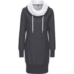 Sukienka dresowa, długi rękaw bonprix szary melanż. Szare sukienki bonprix, bez wzorów, z dresówki, bez kołnierzyka, bez ramiączek, maxi. Za 59.99 zł.