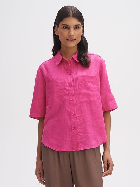 OPUS Lniana koszula w kolorze różowym rozmiar: 40. Różowe koszule Opus, bez wzorów, ze lnu, bez kołnierzyka, bez ramiączek. Za 149.95 zł.