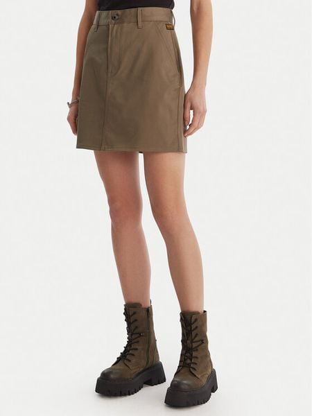 G-Star Raw Spódnica mini D29095-5126 Khaki Regular Fit. Brązowe spódnice G-Star Raw, bez wzorów, z bawełny, retro, mini. Za 309.99 zł.