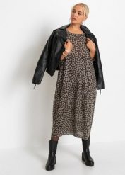 Sukienka bombka shirtowa. Brązowe sukienki bonprix, bez wzorów, eleganckie, bez kołnierzyka, bez ramiączek, maxi, bombki. Za 127.99 zł.