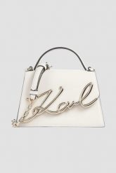 KARL LAGERFELD Biała mała skórzana torebka K/Signature 2.0. Białe kopertówki KARL LAGERFELD, bez wzorów, ze skóry, małe, bez dodatków. W wyprzedaży za 1,069.99 zł.