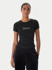 Juicy Couture T-Shirt Esme JCWCT225323 Czarny Slim Fit. Czarne t-shirty Juicy Couture, xl, bez wzorów, bez kołnierzyka, bez ramiączek. Za 179.99 zł.