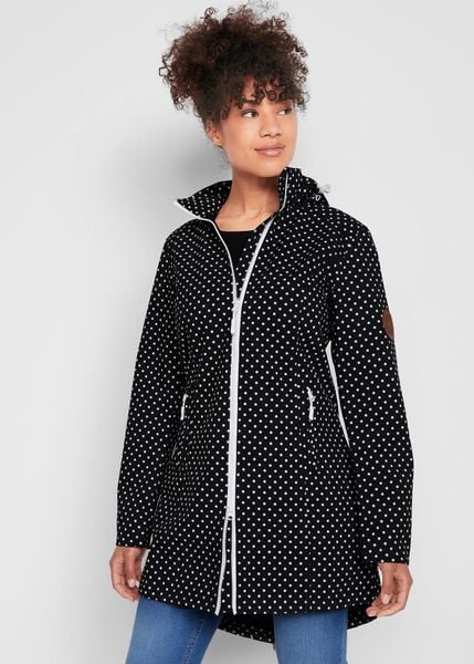 Długa kurtka softshell. Czarne kurtki sportowe bonprix, bez wzorów, z softshellu. Za 299.99 zł.