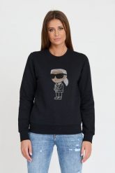 KARL LAGERFELD Czarna damska bluza Ikonik 2.0, Rozmiar XS. Czarne bluzy sportowe KARL LAGERFELD, xs, bez wzorów, bez kaptura. W wyprzedaży za 509.99 zł.