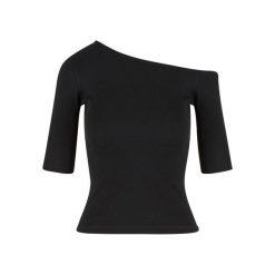 Koszulka damska Urban Classics Organic Asymmetric Rib. Czarne bluzki Urban Classics, bez wzorów, z bawełny, z asymetrycznym kołnierzem, bez ramiączek. Za 93.00 zł.