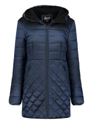 Geographical Norway Płaszcz pikowany "Alison" w kolorze granatowym rozmiar: XL. Niebieskie płaszcze Geographical Norway, xl, z aplikacjami, bez kaptura. Za 202.03 zł.