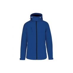 Kurtka damska z kapturem Kariban Softshell. Niebieskie kurtki sportowe KARIBAN, bez wzorów, z softshellu, z kapturem. Za 308.50 zł.