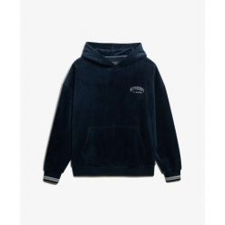 Bluza damska z kapturem Superdry Country Club. Niebieskie bluzy Superdry, bez wzorów, z kapturem. Za 348.85 zł.