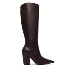 Kozaki Guess. Brązowe kozaki Guess, bez obcasa, na słupku, bez zapięcia. Za 1,269.00 zł.