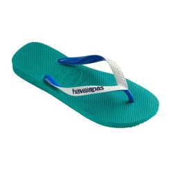 Japonki plażowe Havaianas Top Mix. Zielone klapki Havaianas, bez wzorów, bez obcasa. Za 54.99 zł.