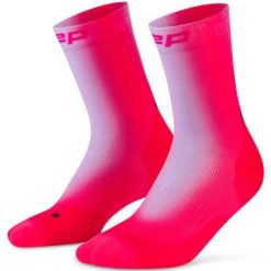 Damskie skarpety kompresyjne do połowy łydki do biegania różowe granatowe CEP. Czerwone skarpety CEP, bez wzorów, z elastanu. Za 114.00 zł.