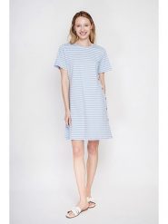 ASSUILI Sukienka w kolorze błękitnym rozmiar: 42. Niebieskie sukienki Assuili, bez wzorów, bez kołnierzyka, bez ramiączek, mini. Za 100.99 zł.