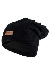 Zimowa Czapka z Naszywką - Czarna. Czarne czapki Awama, z aplikacjami, z materiału. Za 75.90 zł.