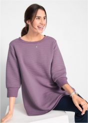 Długa bluza dresowa z wiskozą. Czarne bluzy bonprix, bez wzorów, z dresówki, bez kaptura. Za 114.99 zł.