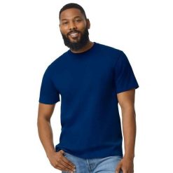 Bawełniana Lekka Koszulka Unisex Dla Dorosłych. Niebieskie bluzki GILDAN, s, bez wzorów, z bawełny, sportowe, bez kołnierzyka, bez ramiączek. Za 33.99 zł.