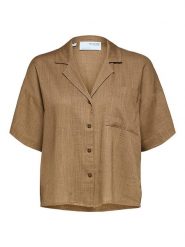SELECTED FEMME Bluzka w kolorze jasnobrązowym rozmiar: 42. Brązowe bluzki Selected Femme, bez wzorów, bez kołnierzyka, bez ramiączek. Za 73.41 zł.