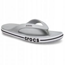 Japonki Dla Dorosłych Crocs Bayaband Flip. Szare klapki Crocs, bez wzorów, z materiału, bez obcasa. Za 119.99 zł.