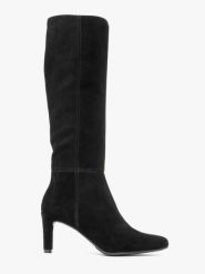 Czarne kozaki z wąską cholewką. Czarne kozaki Ryłko, ze skóry, bez obcasa, na obcasie, bez zapięcia. Za 629.99 zł.