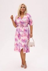 Kopertowa sukienka Florella MIDI - Akwarelowe Kwiaty, w odcieniach różu i fioletu PLUS SIZE XXL OVERSIZE. Czerwone sukienki Moda Size Plus Iwanek, do pracy, na lato, plus size, bez wzorów, z elastanu, biznesowe, bez kołnierzyka, plus size, bez ramiączek, midi, dopasowane. W wyprzedaży za 263.90 zł.