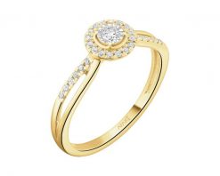 Pierścionek z żółtego i białego złota z diamentami - 0,15 ct - próba 585. Białe pierścionki Apart, z diamentem, złote. Za 3,159.00 zł.