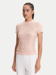 Guess T-Shirt W4BI26 J1314 Różowy Regular Fit. Czerwone t-shirty Guess, s, z aplikacjami, z bawełny, bez kołnierzyka, bez ramiączek. Za 149.99 zł.